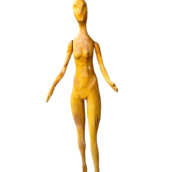 Not for sale..CAROLYN RHOUDS’ hand carved wood sculpture, “Right Brain Woman” - Picture 3 of 15